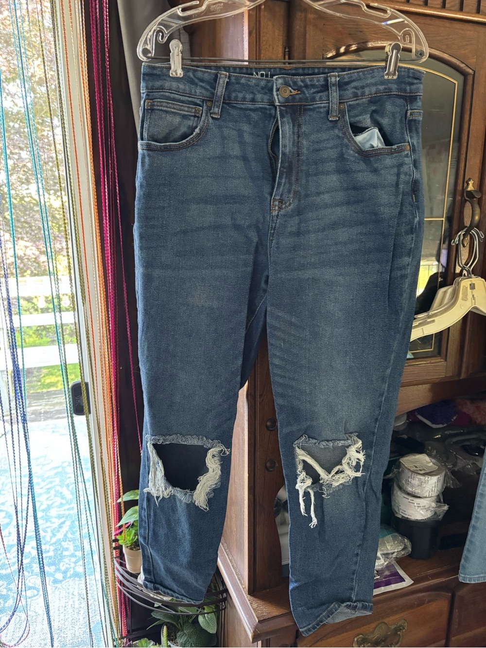 No Boundaries Dark Blue Ripped Boyfriend Jeans